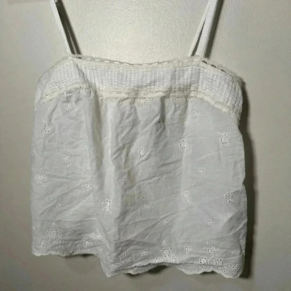 Abercrombie cottagecore cotton cropped eyelet coquette tank top XS - Picture 5 of 6
